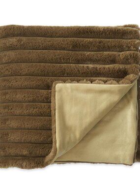 60 Inch Olive Green Faux Fur Throw Blanket NEW